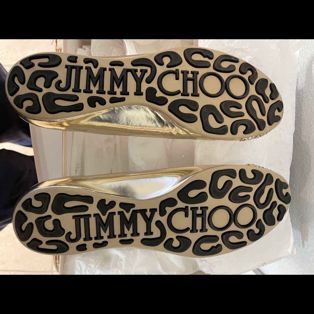 Jimmy Choo Gold glitter WHIRL flats - Picture 3 of 6
